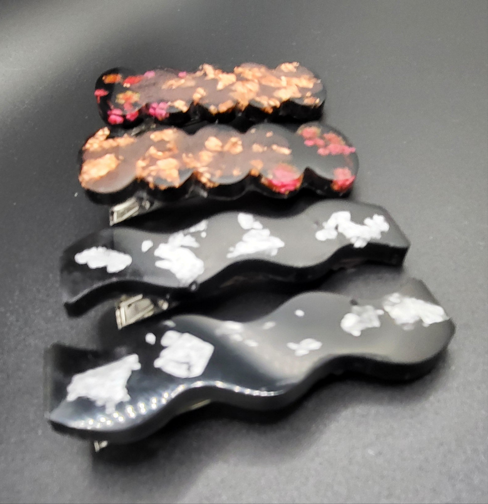 Lot de 4 barrettes artisanales uniques