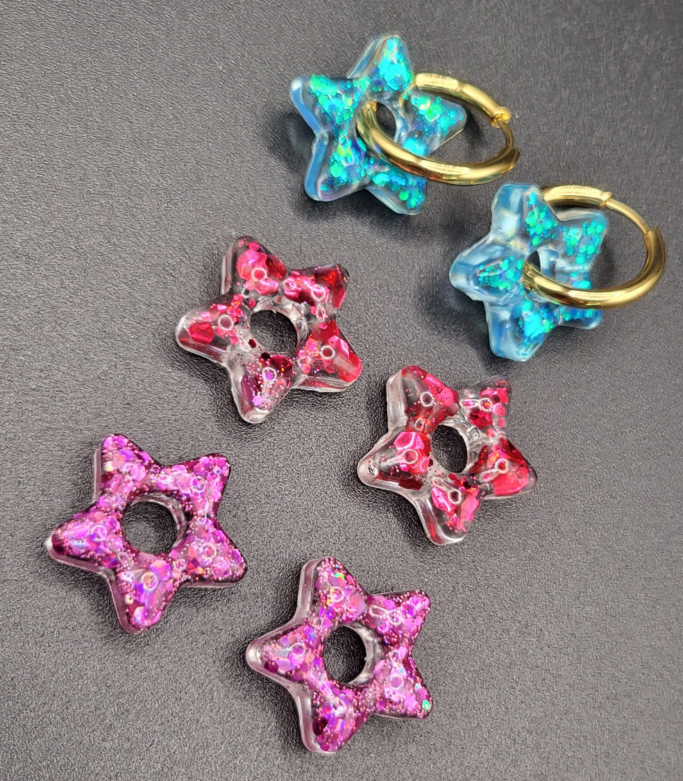 Boucles d’oreilles étoiles holographique