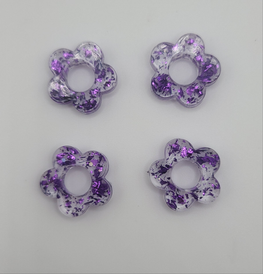 Pampilles transparentes et feuilles d'argent violet