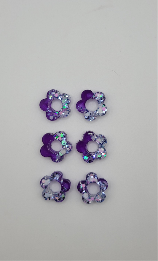 Pampilles violet,argent,blanc paillettes holographique