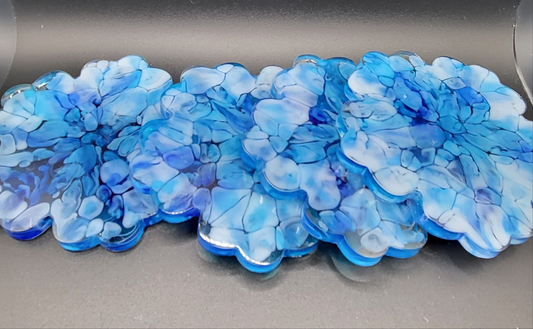 Dessous verres encre bleu et blanc,lot de 4