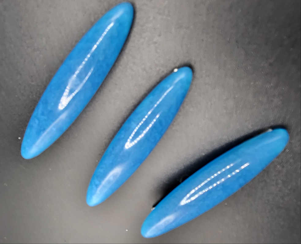Lot 3 barrettes artisanales uniques bleu brillante