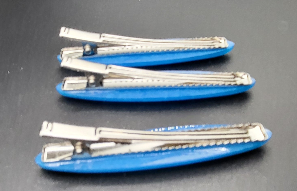 Lot 3 barrettes artisanales uniques bleu brillante