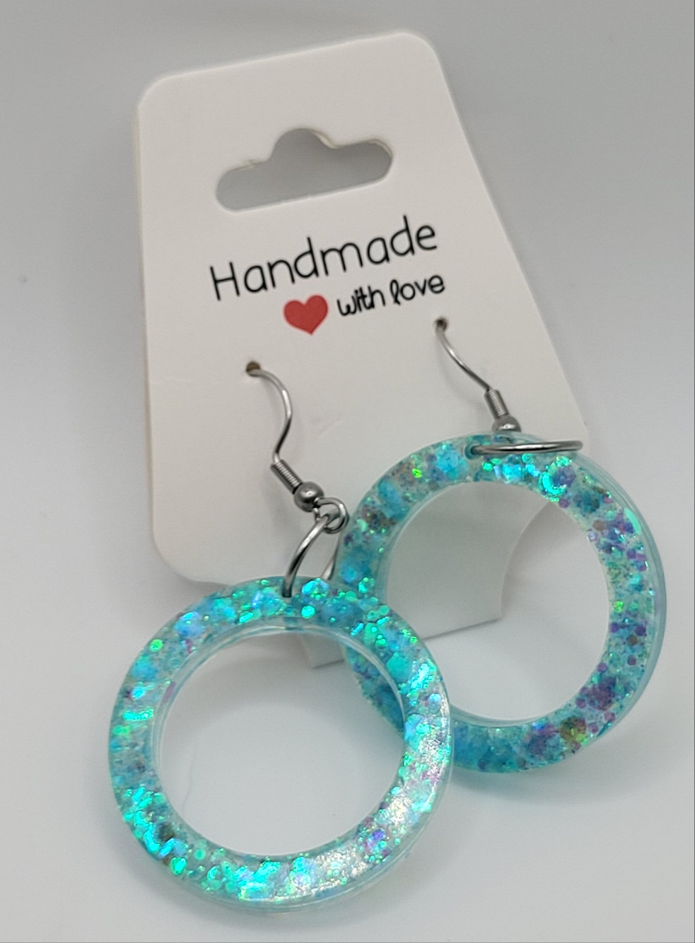 Boucles d’oreilles holographique rondes