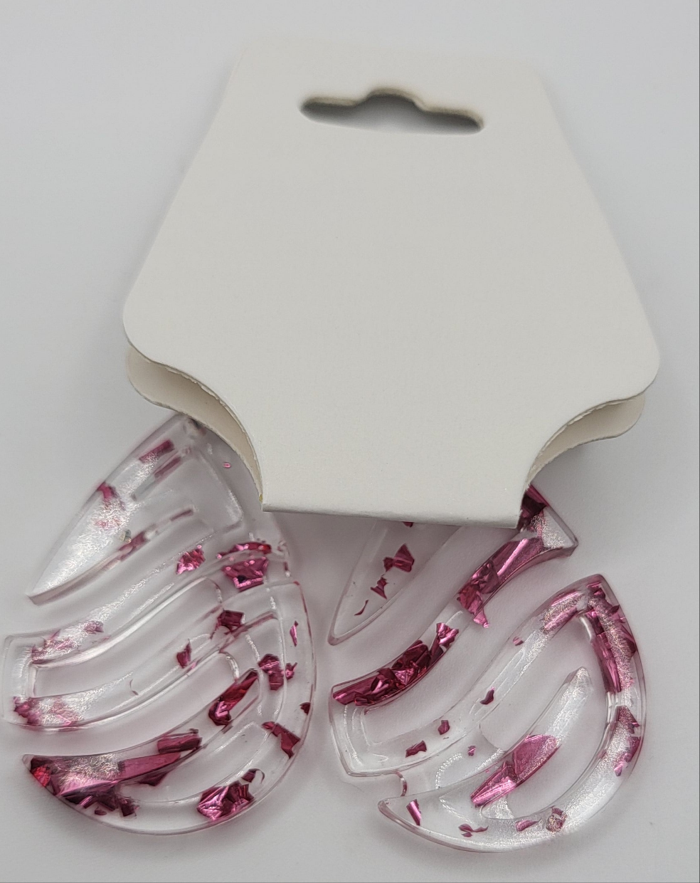 Boucles d’oreilles transparente et feuilles d'argent rose