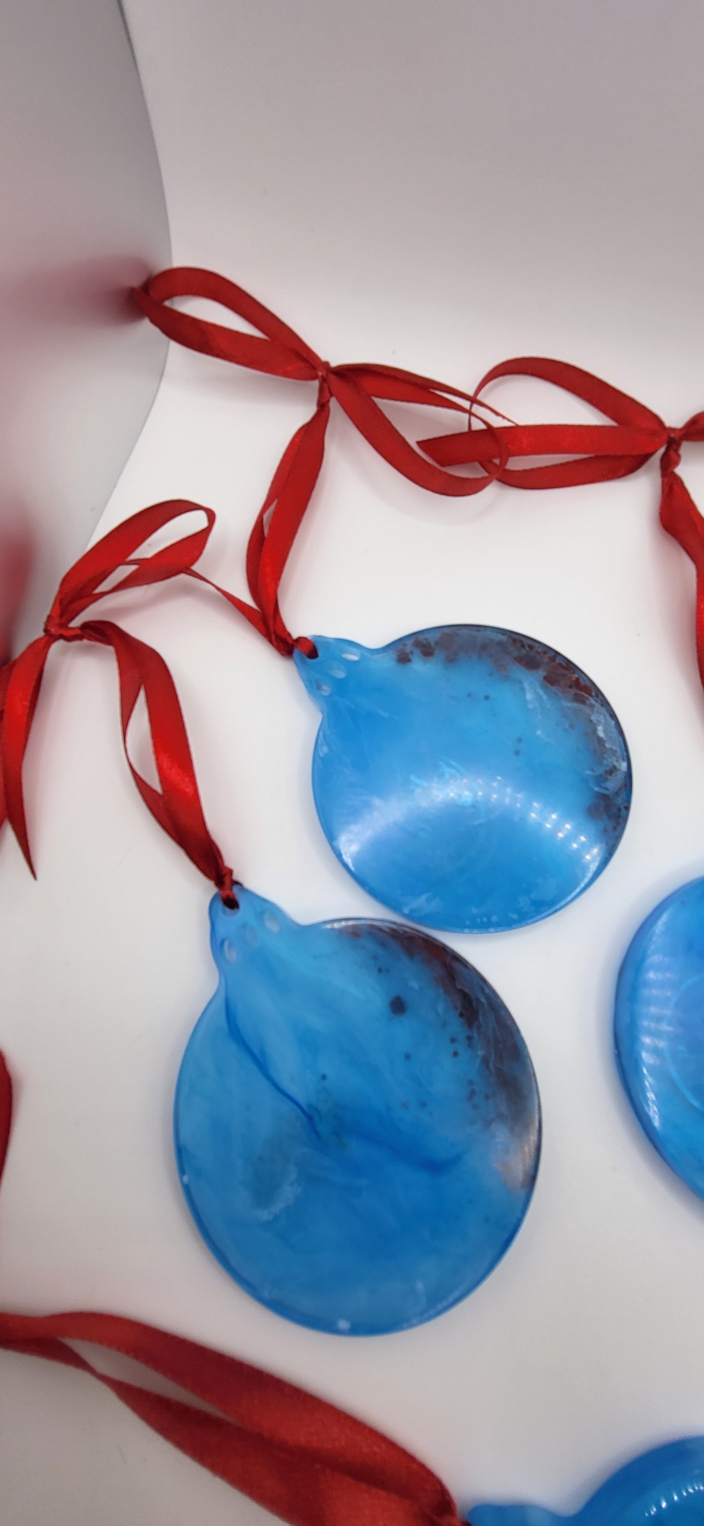 Lots de 4 Boules de Noël marbré bleu