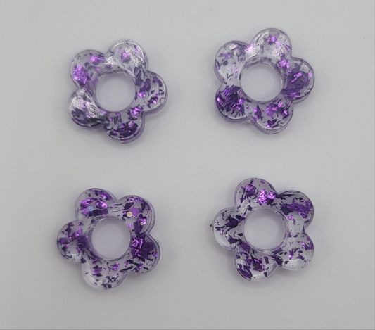 Pampilles transparentes et feuilles d'argent violet