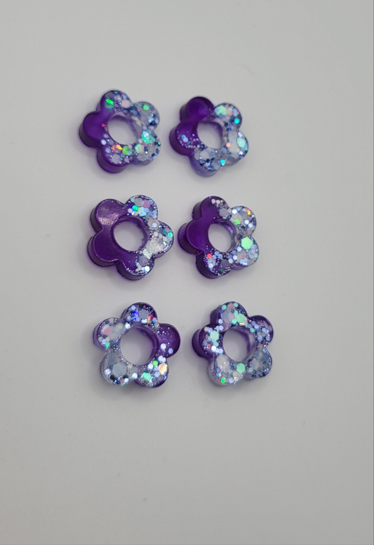 Pampilles violet,argent,blanc paillettes holographique