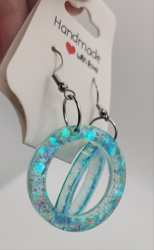 Boucles d’oreilles holographique rondes