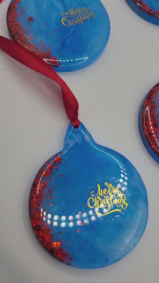 Lots de 4 Boules de Noël marbré bleu