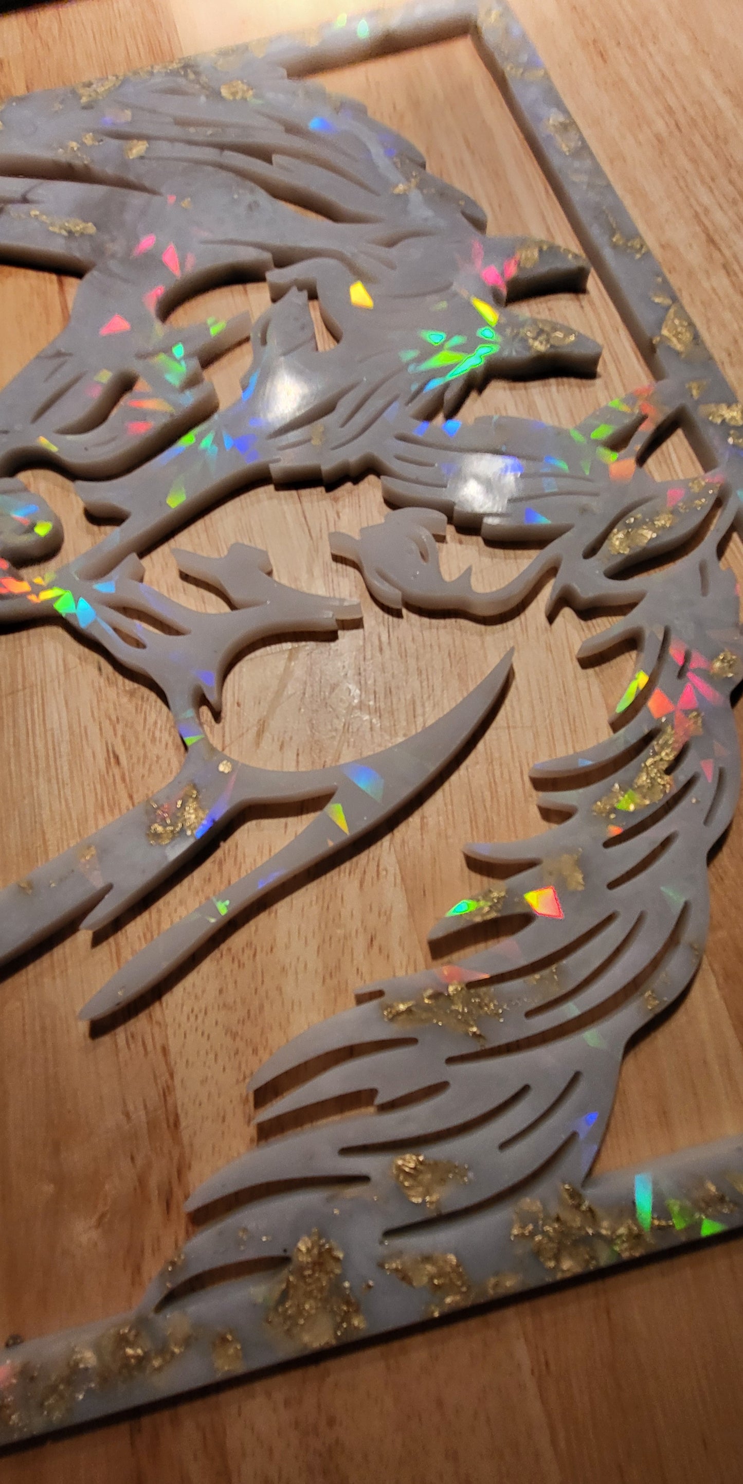 Cadre Chevaux Holographique  marbré et une encre noir