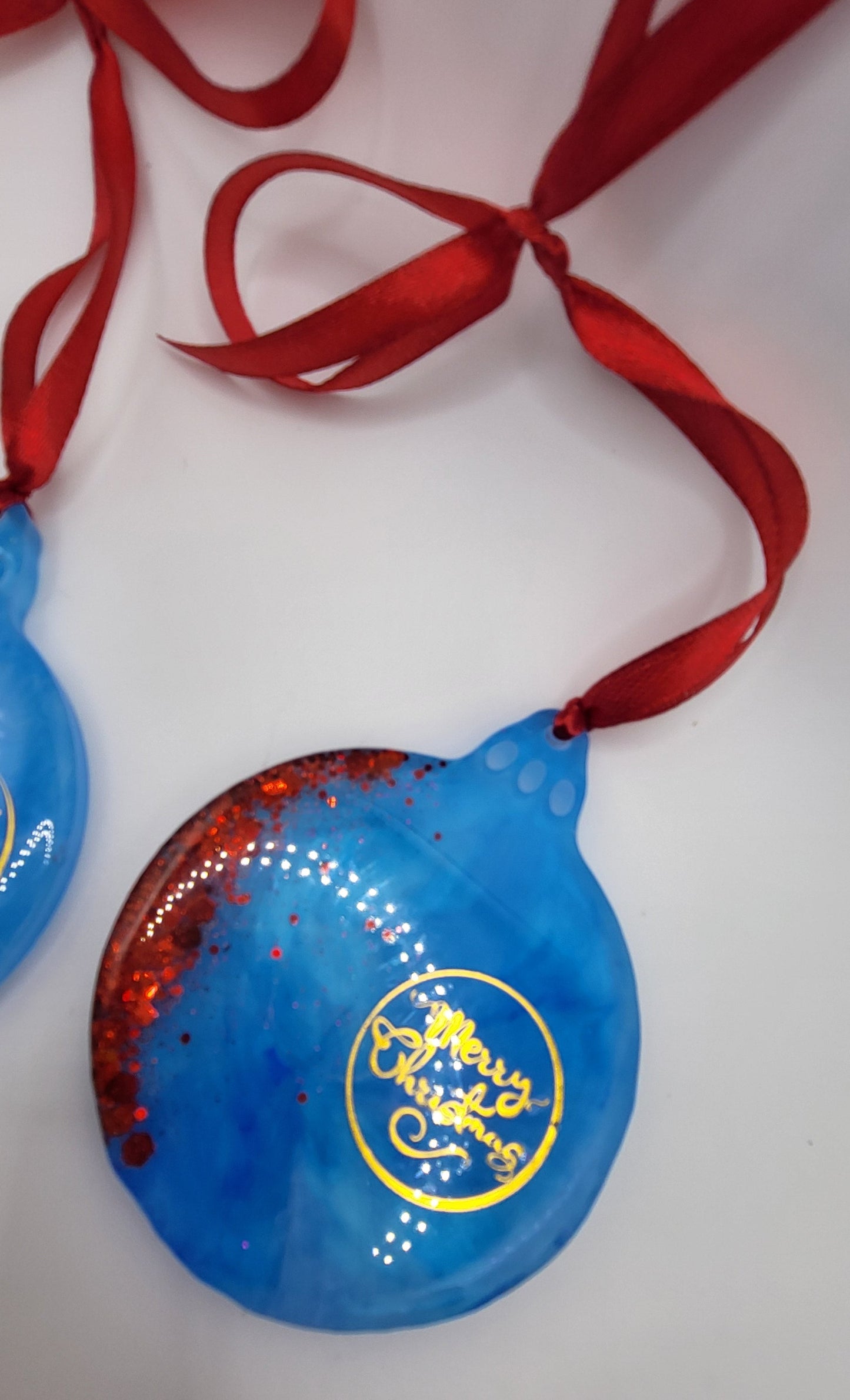 Lots de 4 Boules de Noël marbré bleu