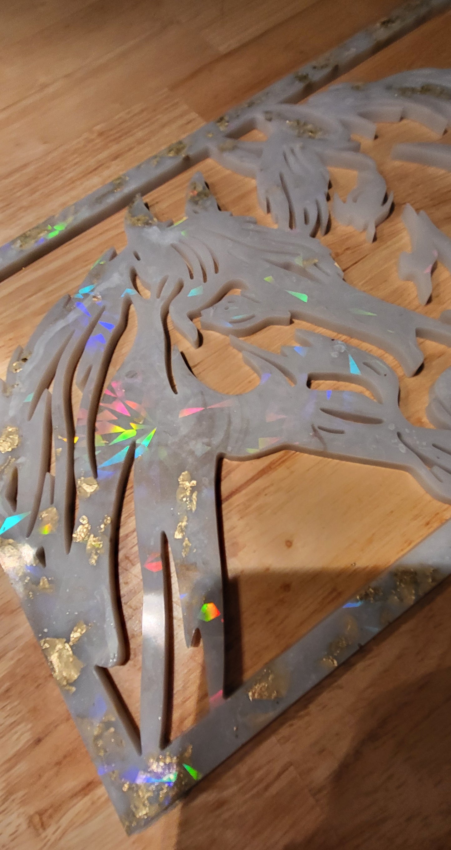 Cadre Chevaux Holographique  marbré et une encre noir