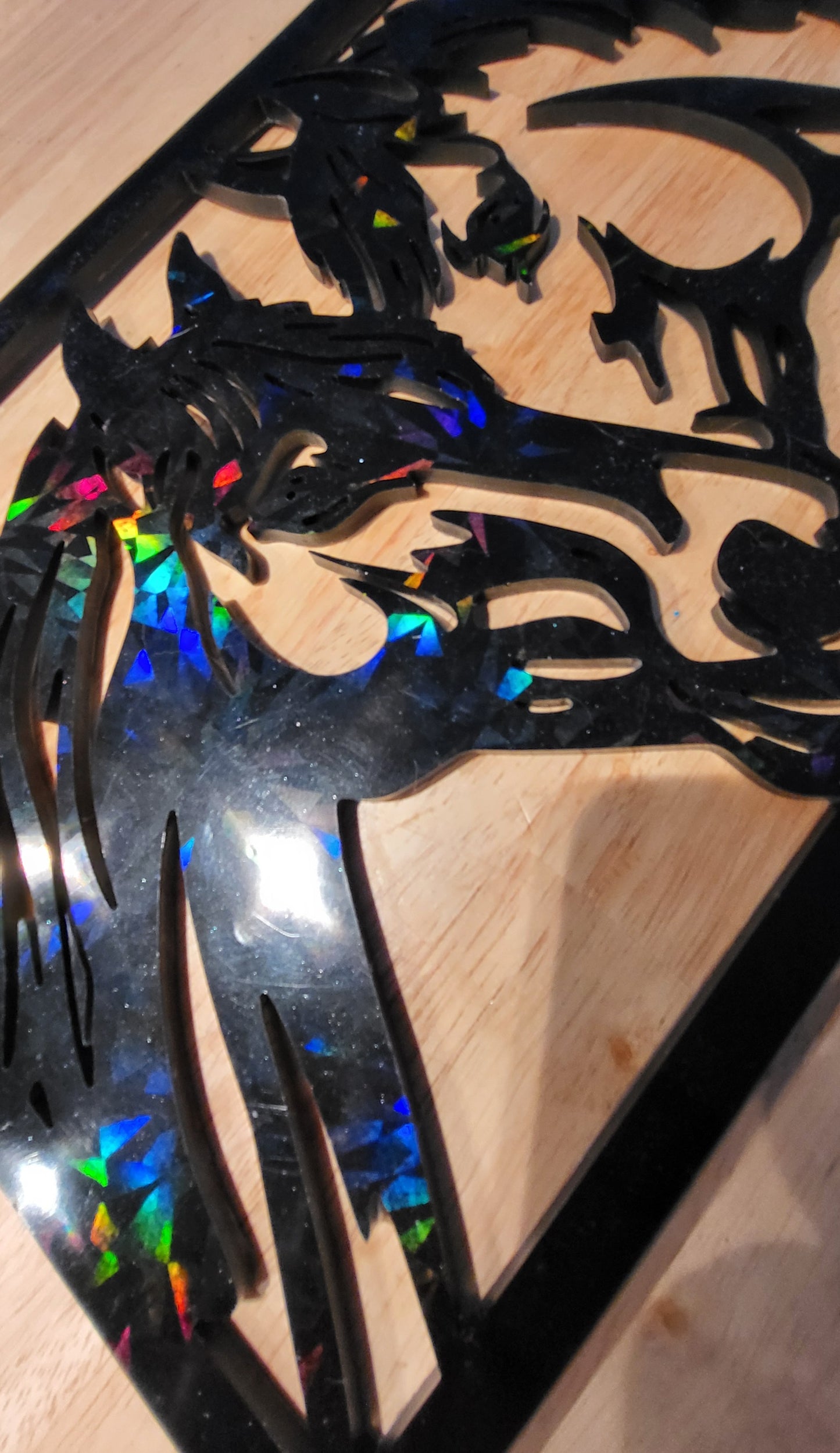 Cadre Chevaux Holographique  marbré et une encre noir