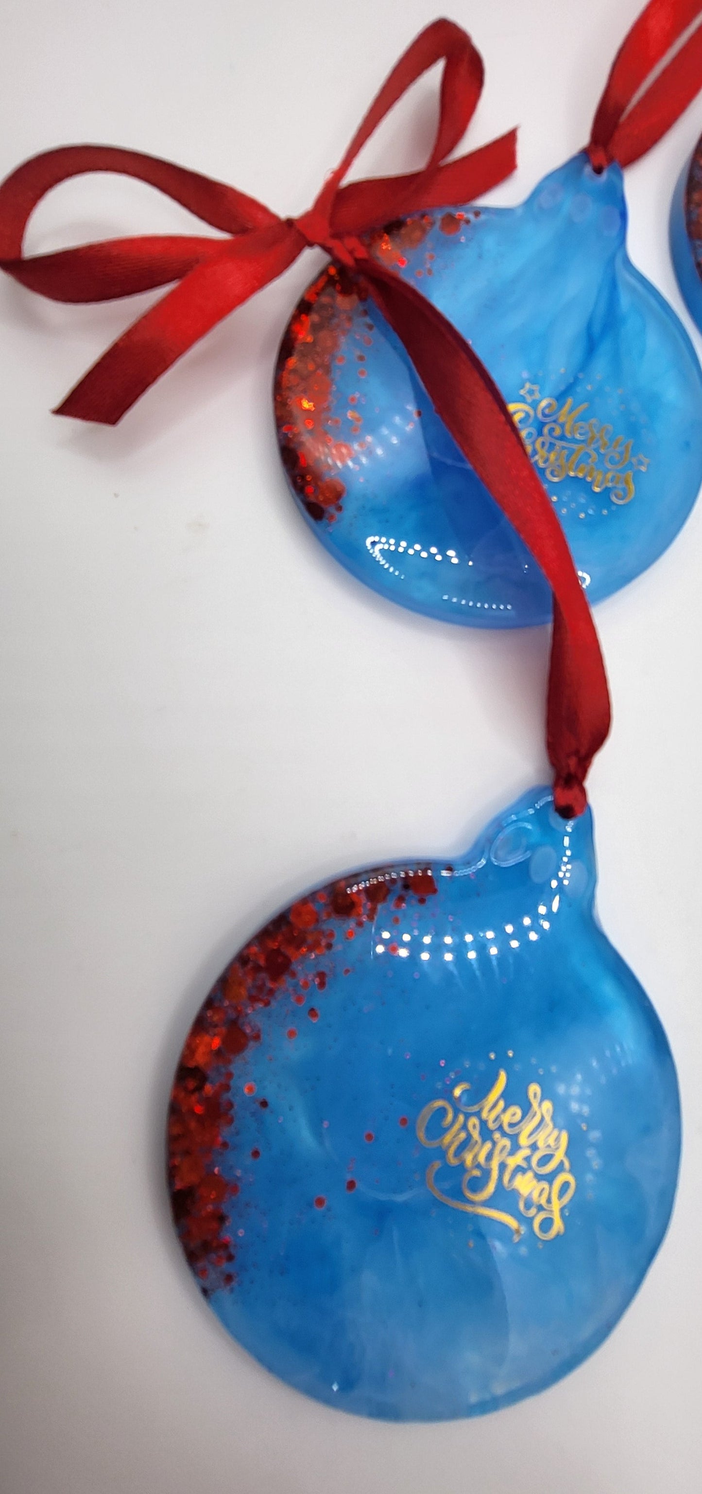 Lots de 4 Boules de Noël marbré bleu