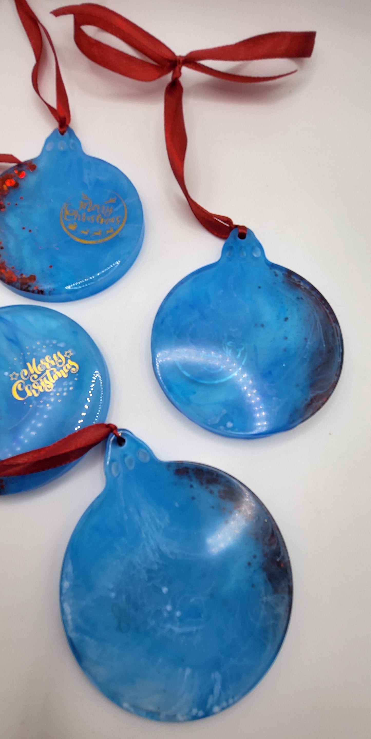 Lots de 4 Boules de Noël marbré bleu