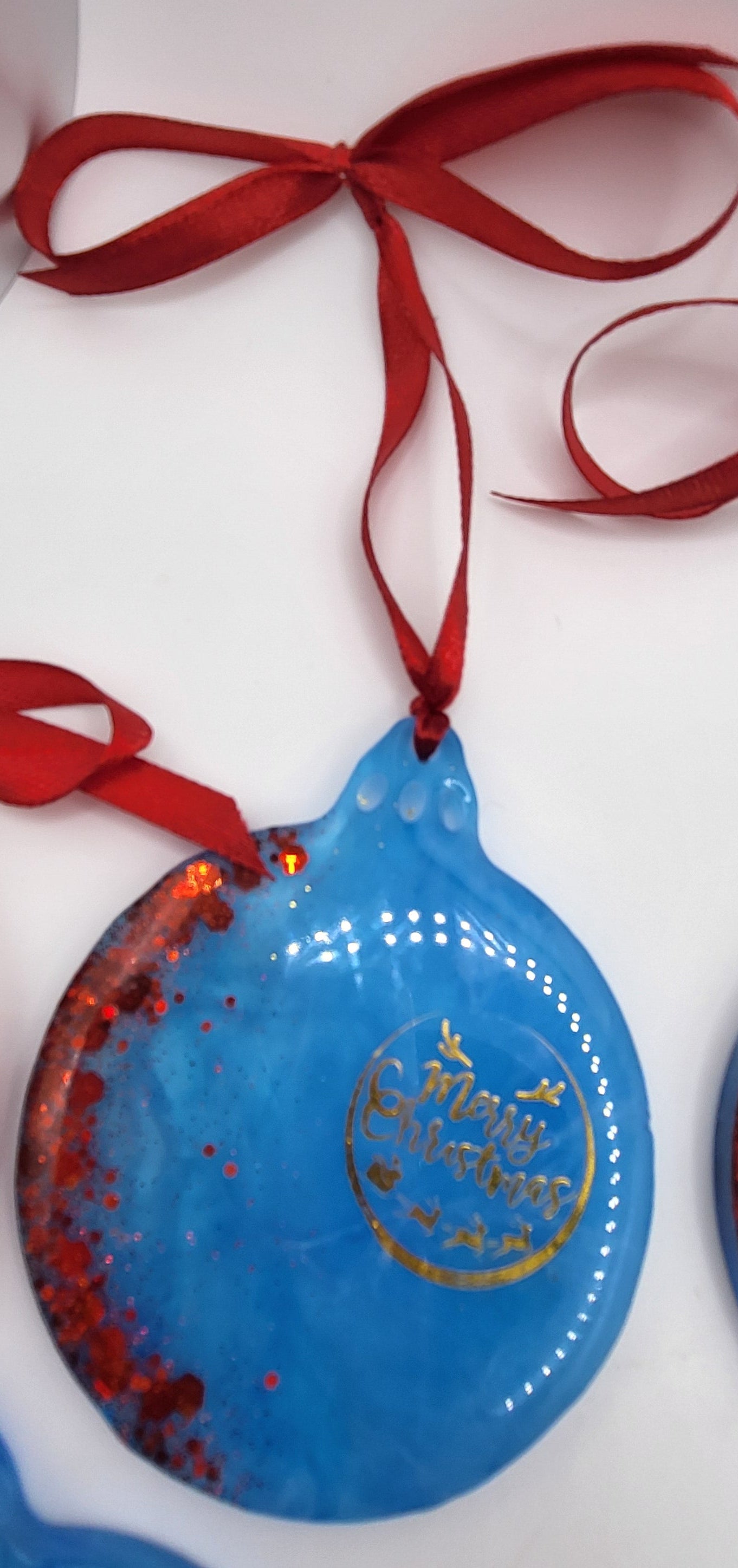 Lots de 4 Boules de Noël marbré bleu